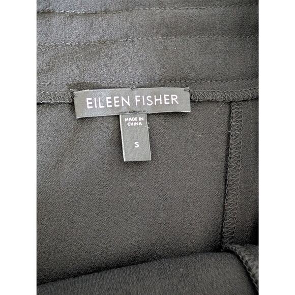 Eileen Fisher Georgette Crepe Skirt Women S* Black Silk Drawstring Drapey - Picture 5 of 11